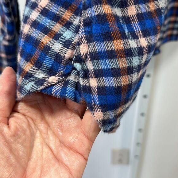 WOOLRICH Women’s Pemberton Check Flannel Button Down Shirt Blue Size Medium - Picture 8 of 12